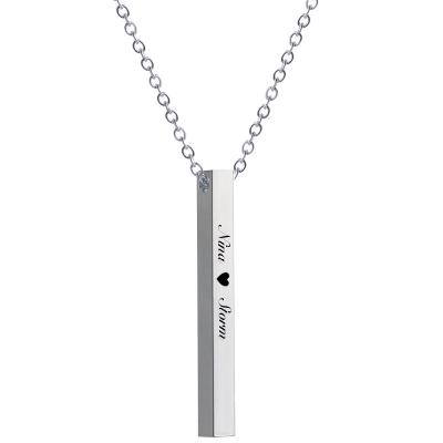 China Custom High Quality Stainless Steel Personality Logo Name Necklace Stainless Steel Empty Bar Necklace for sale