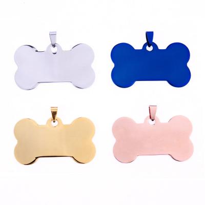 China Custom Size Stainless Steel Color Engraved Stainless Steel Blank Logo Pendant Bone Shape Dogtag For Jewelry for sale