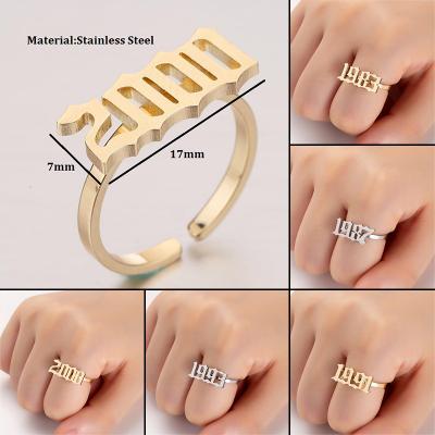 China CLASSIC Custom Stainless Steel Year Rings , Adjustable Year Ring For Women Men for sale