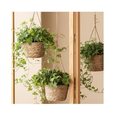 China Durable Factory Simple Design Planter Direct Waterproof Coating Woven Handmade Hanging Basket for sale