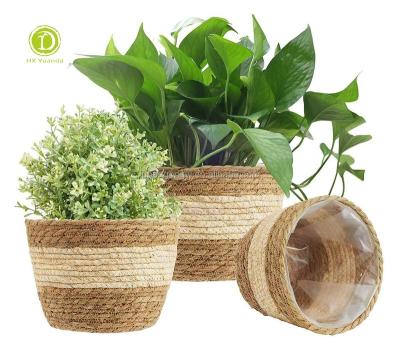 China Garden Decoration Planter Durable Hot Selling Waterproof Coating Handmade Woven Hanging Basket for sale