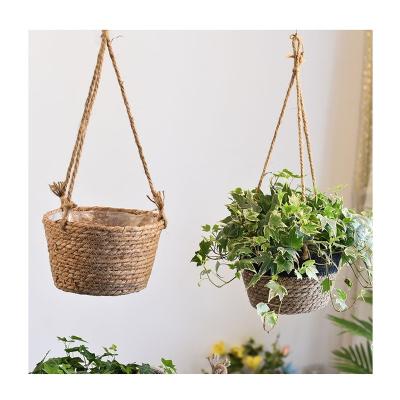 China Durable Manufacturer Supplier Waterproof Anti-Leak Scratching Handmade Woven Hanging Planter Basket for sale