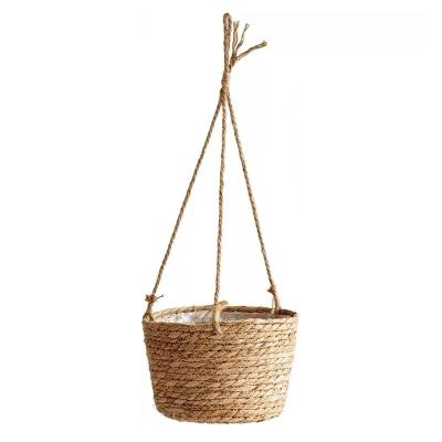 China Durable Natural Raw Material Indoor Outdoor Home Decoration Factory Price Hanging Planter Basket for sale