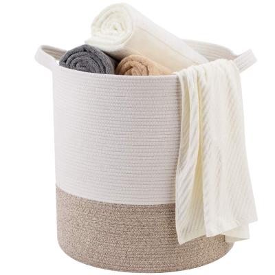 China Viable Factory Direct Sale Fabric Folding Woven Cotton Rope Laundry Baskets Handmade Storage Basket for sale