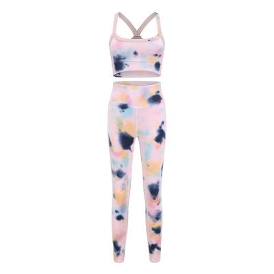 China Modern viable fashion ladies fitness tie dye yoga sets four way stretch women's sexy fitness sets for sale