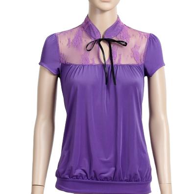 China Anti-Wrinkle Good Quality Fashion Tops Sheer Lace Ladies Designer Hot Selling Sexy T-shirt for sale