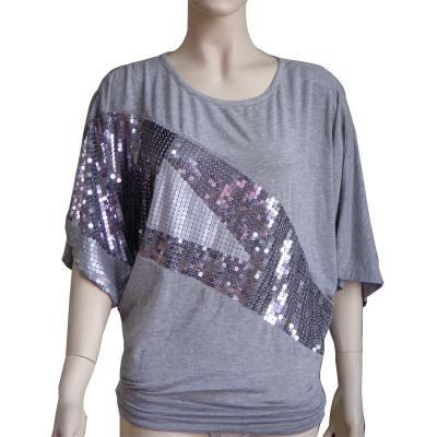 China Fashion Breathable Sequined Design Interesting Price Factory Supply Ladies Casual T Shirts for sale