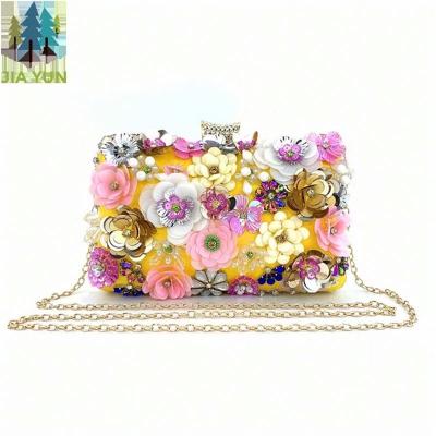 China Elegant Flower Fashion Dress Evening Wedding Bride Full Sequins Beaded Ladies Clutches Bag Wedding Dress Bags Elegant for sale