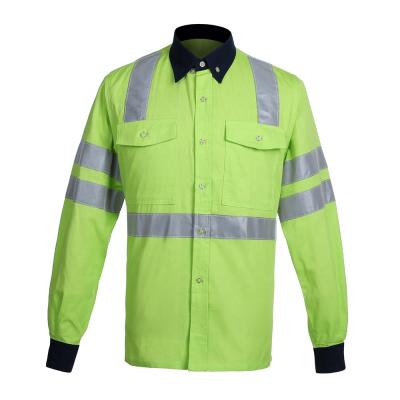 China Custom Safety Construction Force Men Hi Work Shirts Safety Reflective Shirt for sale