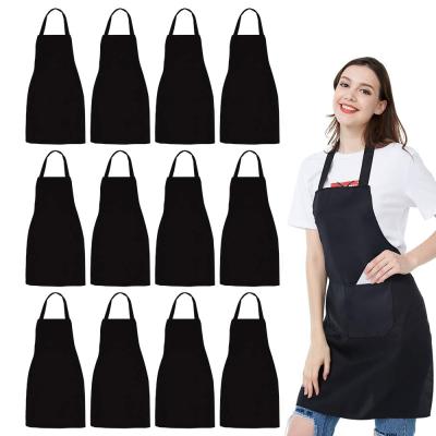 China Cleaning Women Cooking 100 Cotton Polyester Canvas Woodworking Bartender Painting Custom Logo Printing Pocket Apron For Cafe Shop for sale