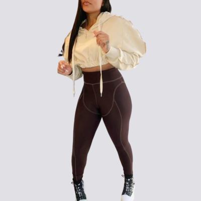 China OEM Service Breathable Custom Hooded Collar Dropped Shoulder Two Piece Pants Set 2 Pieces Set For Women for sale