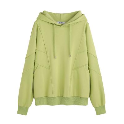 China Hooded Solid Women Hoodie and Drawstring OEM Anti-pilling Sweatshirt Custom Made Cotton Oversized Loose Pullover for sale