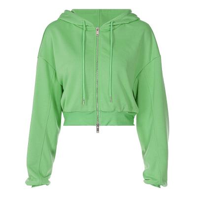 China Custom Women's Anti-Wrinkle Clothing Manufacturers Full Zipper Custom Heavy Hoodie For Women for sale