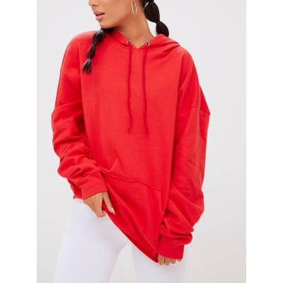 China OEM Custom Women's Clothing Cotton Anti-Wrinkle OEM Women's Red Oversized Hoodie 100% Red With Front Pocket for sale