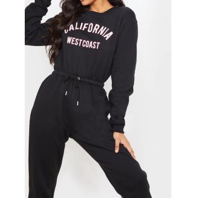 China Custom Black Slogan Logo Manufacturers Clothing Anti-wrinkle Long Sleeve Women Overalls For Women Ladies for sale