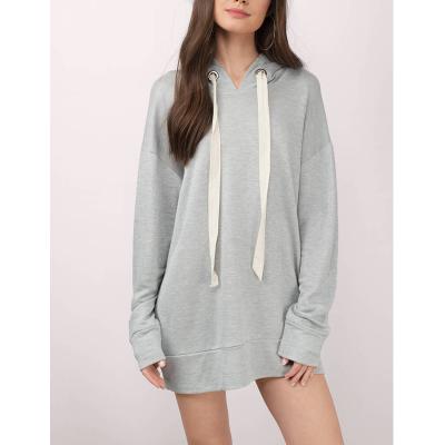 China Custom Plain Drawstring Women Dress Anti-wrinkle OEM Service Oversized Hoodie Dress for sale