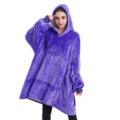 China Winter clothing women anti-pilling fleece blanket warm hoodie sweatshirt oversized front pocket long custom large for sale