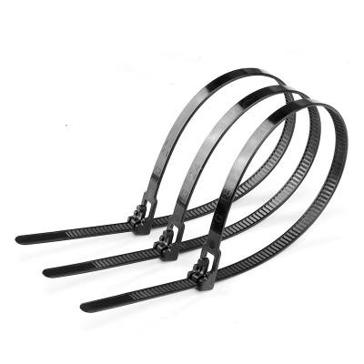 China Containment Wires Black Releasable Plastic Zip Tie Nylon 66 Cable Ties Inner Loop Type And Outer Loop Type for sale