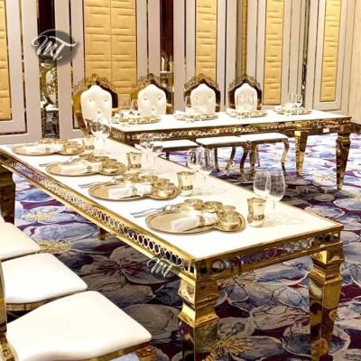 China Hotel Event Furniture Rectangle Modern Luxury White MDF Long Wedding Tables And Chairs for sale