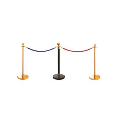 China Banquet Hall Hotel Stainless Steel Ball Top Crowd Belt Barrier Queue Support Pole Rope Railing Bracket for sale