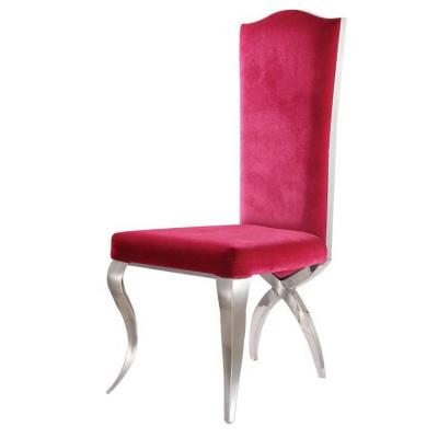 China Dining Chair Hotel Stainless Steel Legs Commercial Wedding Dining Side Chair With Fabric Velvet Upholstery for sale