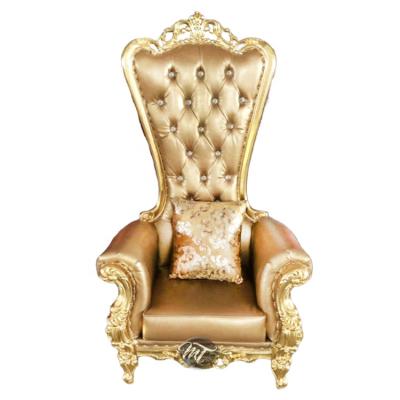 China Cheap solid wood and queen wedding royal king gold throne chair for sale