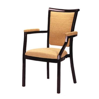 China Modern Luxury American Aluminum Frame Leisure Chair Wood Grain Dining Armchair for sale