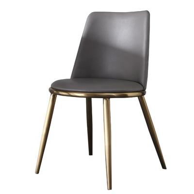 China Dining Chair Modern Luxury Stainless Steel Rose Gold Round Gray Leather Dining Chair for sale