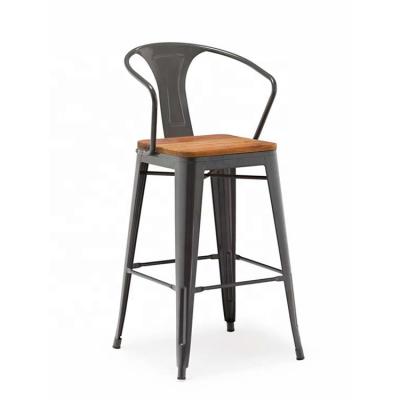 China Retro bar chair vintage metal high bar stool outdoor industrial single chair for restaurant and cafes for sale