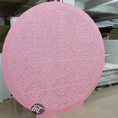 China Elegant Wedding Backdrops Portable Round Pink Wedding Stage Decorations Backdrop for sale