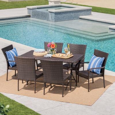 China 7 Piece PE Wicker Rattan Outdoor Furninture Garden Restaurant Dining Chair and Table Furniture Set for sale