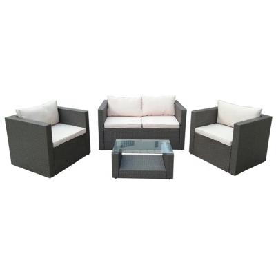 China Outdoor Garden Patio Cushion Conversation Furniture Sofa Set 4 Piece Metal Rattan for sale