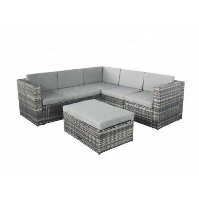 China KD Line Sectional L Shaped Wicker Deep Garden Seating Set Of 4 Pieces Outdoor Rattan Patio Cuhions for sale