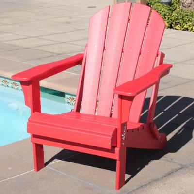 China Durability - heavy duty resin construction. Plastic Recycled HDPE Resin Folding Chaise Adirondack Chair Outdoor Garden Furniture, Red for sale