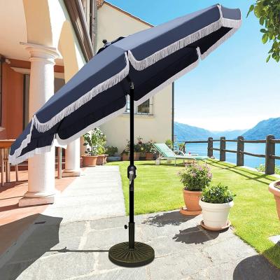 China With Angel Adjustable Tilt Patio 9-Feet Market Table Outdoor Umbrella with Tilt and Push Button Crank, with Decorative Valance Fringe for sale