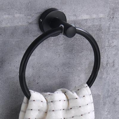 China Factory Friendly Metal Towel Rail Outlet Black Drilling Stainless Steel Ring Towels For Hotel for sale