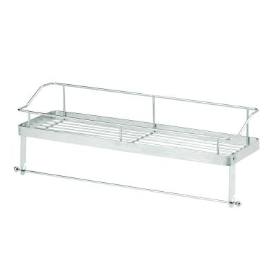 China Wholesale Single Tier Bathroom Shelf Stainless Steel Bathroom Space Saver With Towel Rack for sale