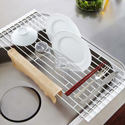 China Kitchen Kitchen Folding Rolled Dish Drying Rack Over Sink Kitchen Storage Shelf for sale