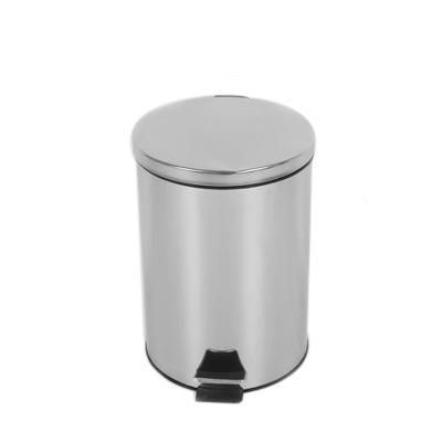 China Foot Stable Pedal Rubbish Bins Stainless Steel Hotel Metallic Waste Bin With Inner Bucket And Lid for sale