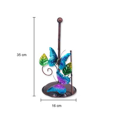 China Modern Hot Selling Modern Decorative Colorful Butterfly Metal Paper Towel Roll Holder Stand Holder For Kitchen for sale