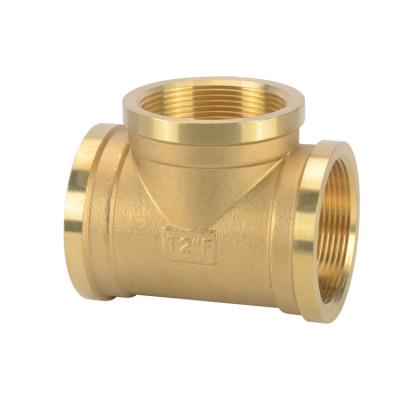 China Water Hydraulic Parts Female Brass Pipe Fittings Tee Connector for sale