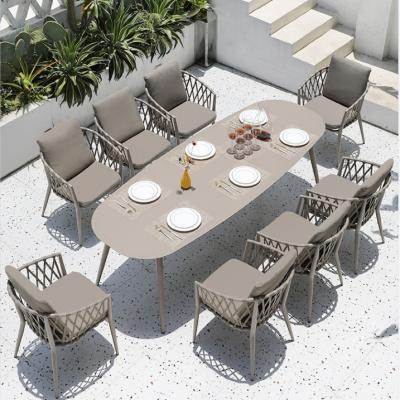 China Modern Outdoor Patio Dining Set Aluminum Rope Chair Outdoor Dining Table With Chair For Hotel Garden for sale