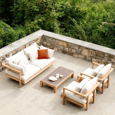 China Weather Furniture Outdoor Teak Wood Furniture With Cushions Sofa Set Patio Hotel Sectional Sofa Outdoor Sofa for sale