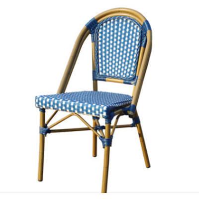 China Industrial Retrooutdoor Restaurant Bistros Rattan French Cafe Armchairs Aluminum Stacking Chair for sale