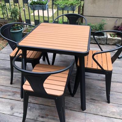 China Durable Modern Cheap Wholesale Wooden Metal Dining Furniture Wood Chairs Outdoor Garden Patio Sets for sale