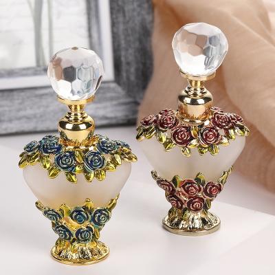 China Rose Flowers Metal Perfume Bottles 5ml Portable Heart Shape Posh Essential Oil Bottle#59700 / 59701 for sale