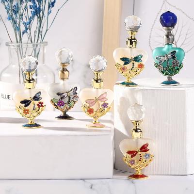 China Personal Care 5ml Metal Dragonfly Refillable Decorative Mini Perfume Frosted Oil Bottle Empty Glass Essential Oil Bottles#59026,59029 for sale