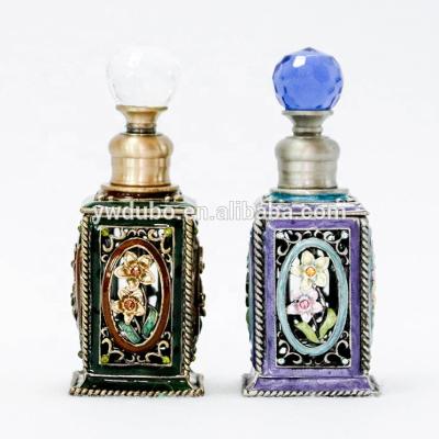 China Personal 6ml Antiqued Stainless Essential Oil Care Refillable Glass Metal Flower Perfume Bottle Copper Cap Bar Tube Bottles#5619/56508/57292 for sale