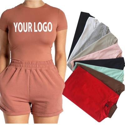 China Custom anti-pilling 95% cotton 5% elastane plain black t-shirt cropped ladies brown tee t-shirt women tops crop top t-shirts to the fashion for sale