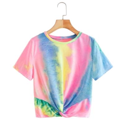 China QUICK DRY custom logo printing women's organic summer ladies t-shirt dye link cotton long T-shirt for sale